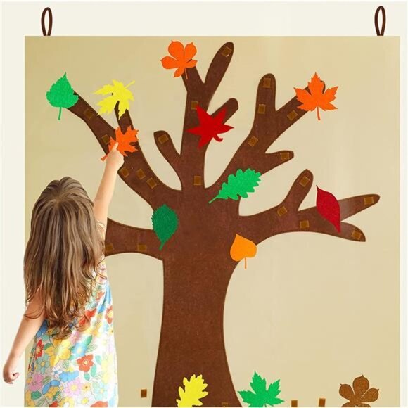 52‎ Pcs Fall Tree of Thanksgiving Craft Kit Felt Tree Board Autumn Leaf Craft - Picture 3 of 5